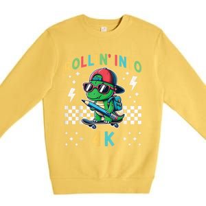 Rollin Into 4k Dinosaur First Day Of Pre K 4 Im Ready For 4k Premium Crewneck Sweatshirt