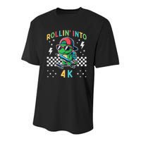 Rollin Into 4k Dinosaur First Day Of Pre K 4 Im Ready For 4k Youth Performance Sprint T-Shirt