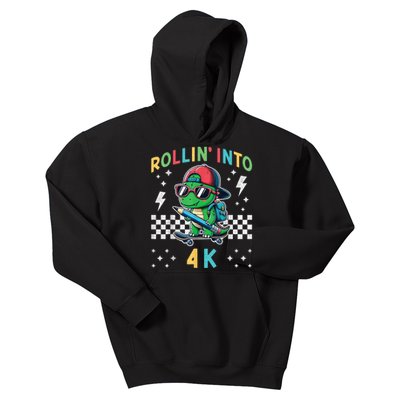 Rollin Into 4k Dinosaur First Day Of Pre K 4 Im Ready For 4k Kids Hoodie