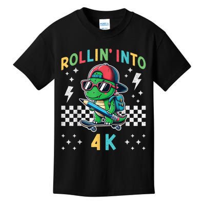 Rollin Into 4k Dinosaur First Day Of Pre K 4 Im Ready For 4k Kids T-Shirt