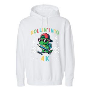 Rollin Into 4k Dinosaur First Day Of Pre K 4 Im Ready For 4k Garment-Dyed Fleece Hoodie