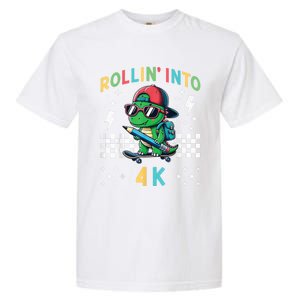 Rollin Into 4k Dinosaur First Day Of Pre K 4 Im Ready For 4k Garment-Dyed Heavyweight T-Shirt