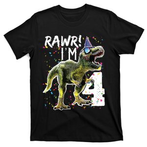 Rawr I'm 4 4th Birthday T Rex Dinosaur Party T-Shirt