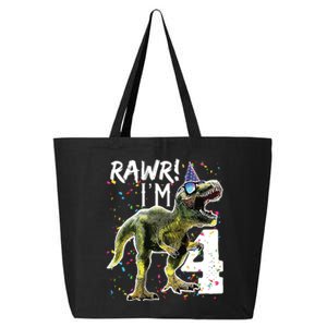 Rawr I'm 4 4th Birthday T Rex Dinosaur Party 25L Jumbo Tote