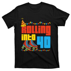 Rolling Into 40 Roller Skate 40th Birthday Party Supplies T-Shirt