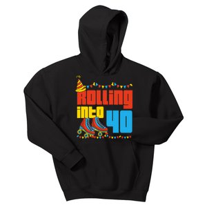 Rolling Into 40 Roller Skate 40th Birthday Party Supplies Kids Hoodie