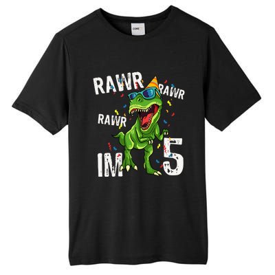 Rawr IM 5 Birthday Dinosaur Funny 5th Bday Boy Gift Tall Fusion ChromaSoft Performance T-Shirt