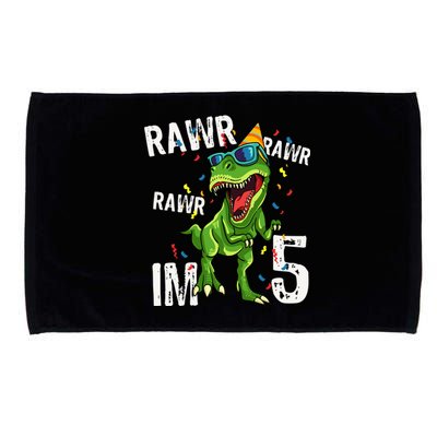 Rawr IM 5 Birthday Dinosaur Funny 5th Bday Boy Gift Microfiber Hand Towel