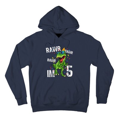 Rawr IM 5 Birthday Dinosaur Funny 5th Bday Boy Gift Hoodie