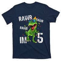 Rawr IM 5 Birthday Dinosaur Funny 5th Bday Boy Gift T-Shirt