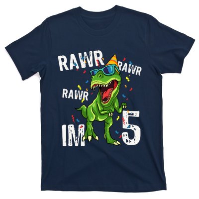 Rawr IM 5 Birthday Dinosaur Funny 5th Bday Boy Gift T-Shirt