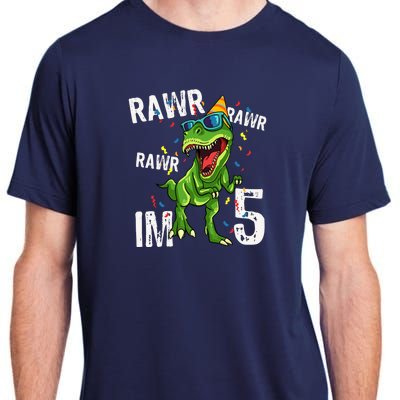 Rawr IM 5 Birthday Dinosaur Funny 5th Bday Boy Gift Adult ChromaSoft Performance T-Shirt