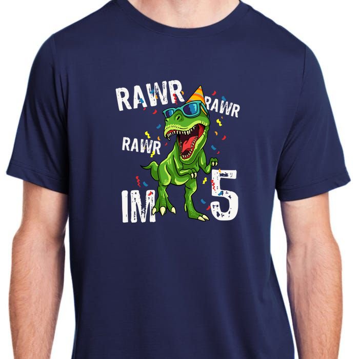 Rawr IM 5 Birthday Dinosaur Funny 5th Bday Boy Gift Adult ChromaSoft Performance T-Shirt