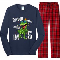 Rawr IM 5 Birthday Dinosaur Funny 5th Bday Boy Gift Long Sleeve Pajama Set