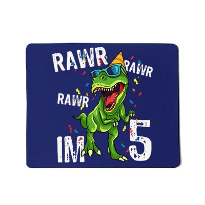 Rawr IM 5 Birthday Dinosaur Funny 5th Bday Boy Gift Mousepad