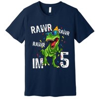 Rawr IM 5 Birthday Dinosaur Funny 5th Bday Boy Gift Premium T-Shirt