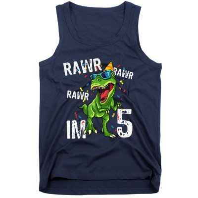 Rawr IM 5 Birthday Dinosaur Funny 5th Bday Boy Gift Tank Top