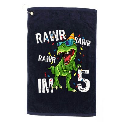 Rawr IM 5 Birthday Dinosaur Funny 5th Bday Boy Gift Platinum Collection Golf Towel