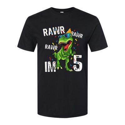 Rawr IM 5 Birthday Dinosaur Funny 5th Bday Boy Gift Softstyle CVC T-Shirt