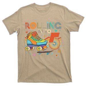 Rolling Into 5th Birthday Roller Skates 5 Year Old Skating T-Shirt