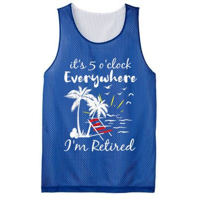 Retirement It's 5 O'Clock Everywhere I'm Retired Summer Mesh Reversible Basketball Jersey Tank