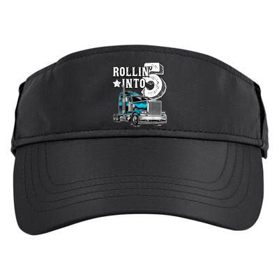 Rollin into 5 Big Rig Semi-Trailer Truck 5th Birthday Gift Adult Drive Performance Visor