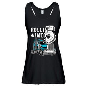 Rollin into 5 Big Rig Semi-Trailer Truck 5th Birthday Gift Ladies Essential Flowy Tank