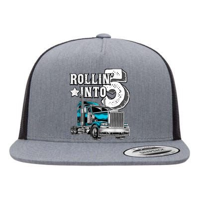 Rollin into 5 Big Rig Semi-Trailer Truck 5th Birthday Gift Flat Bill Trucker Hat