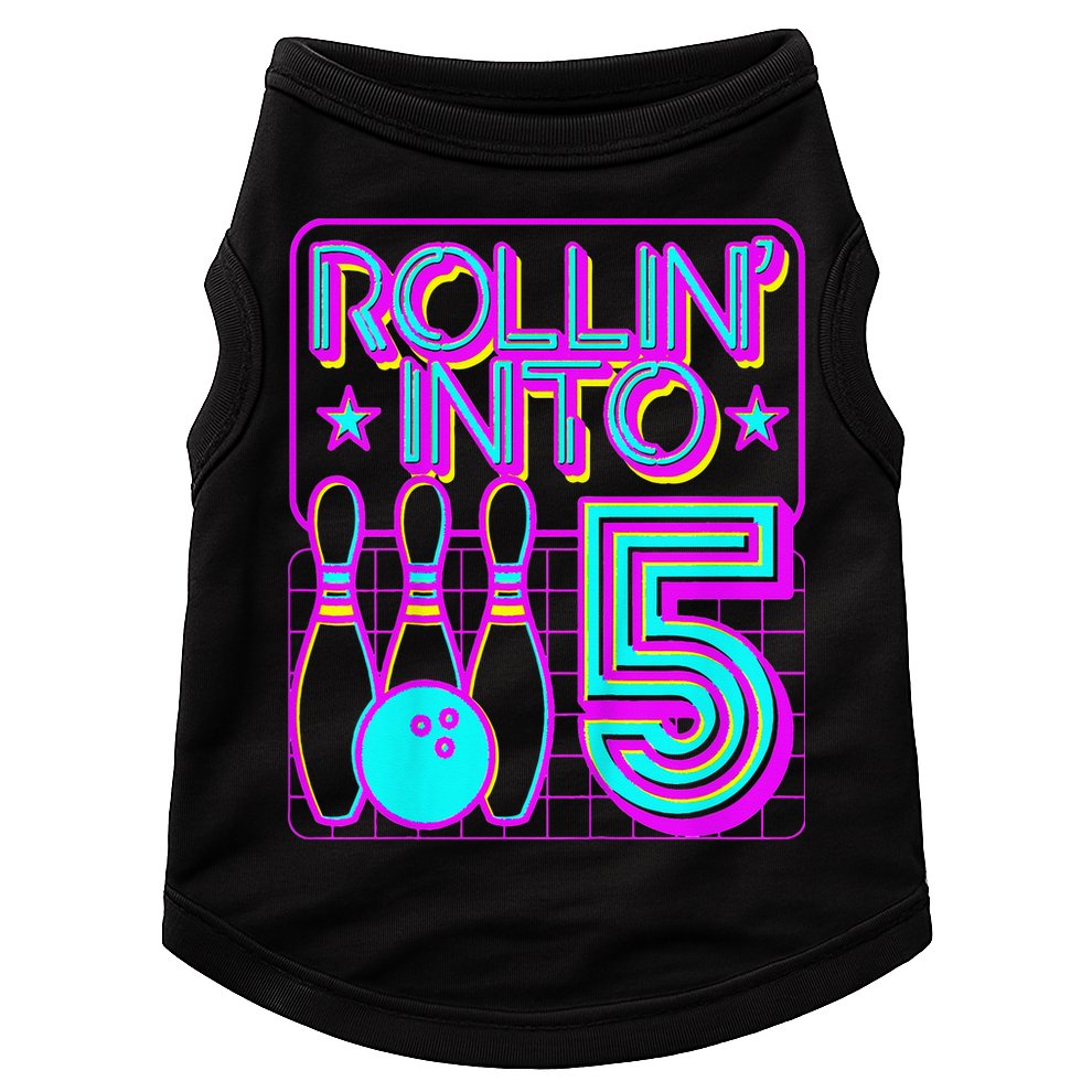 Rollin Into 5 Bowling Bowler 5th Birthday Party Doggie Tank