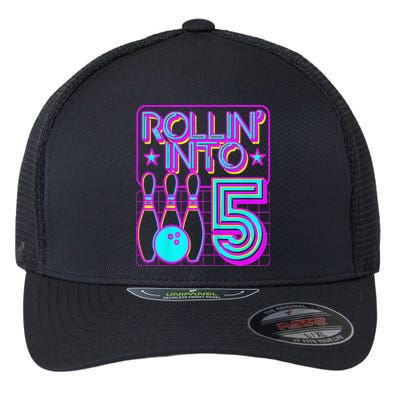 Rollin Into 5 Bowling Bowler 5th Birthday Party Flexfit Unipanel Trucker Cap