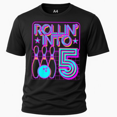 Rollin Into 5 Bowling Bowler 5th Birthday Party Performance Shirt
