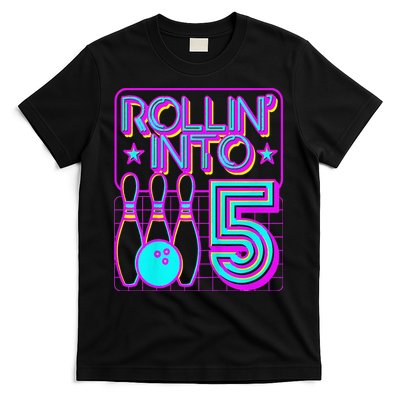 Rollin Into 5 Bowling Bowler 5th Birthday Party T-Shirt