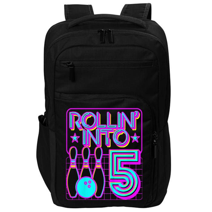 Rollin Into 5 Bowling Bowler 5th Birthday Party Impact Tech Backpack