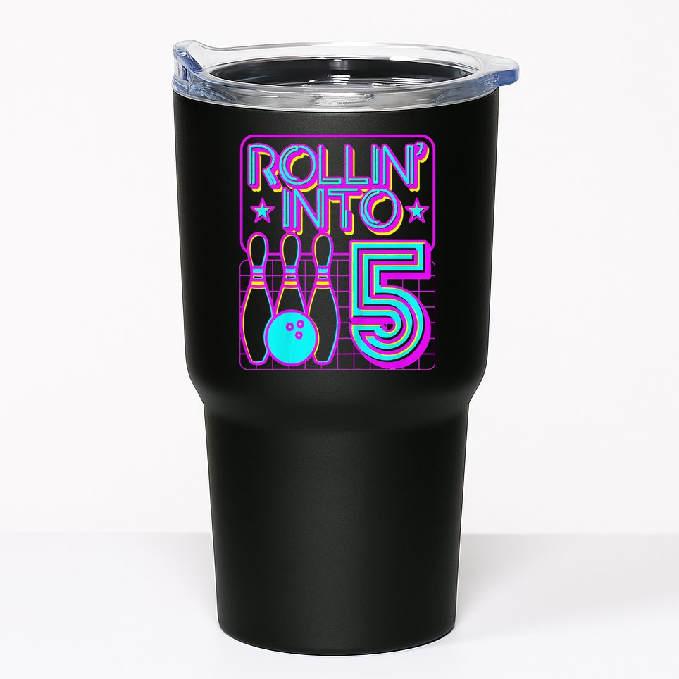 Rollin Into 5 Bowling Bowler 5th Birthday Party Tumbler