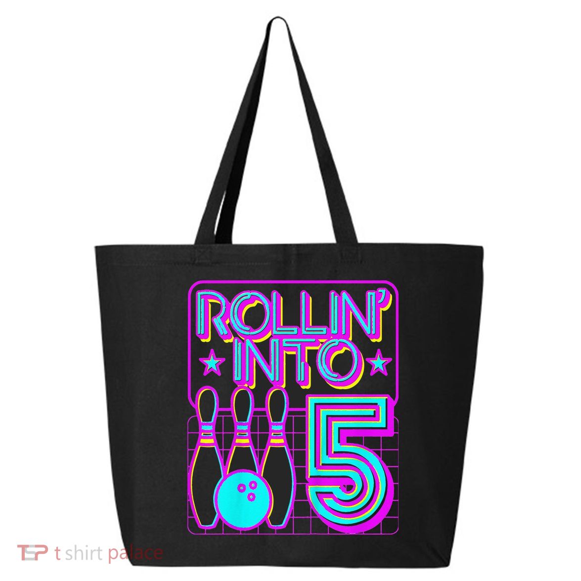 Rollin Into 5 Bowling Bowler 5th Birthday Party 25L Jumbo Tote