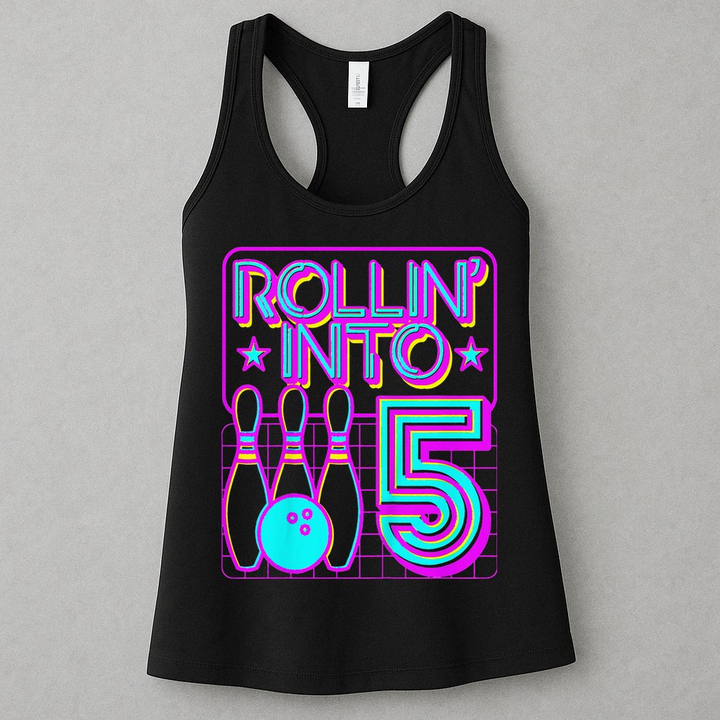 Rollin Into 5 Bowling Bowler 5th Birthday Party Womens Tank Top