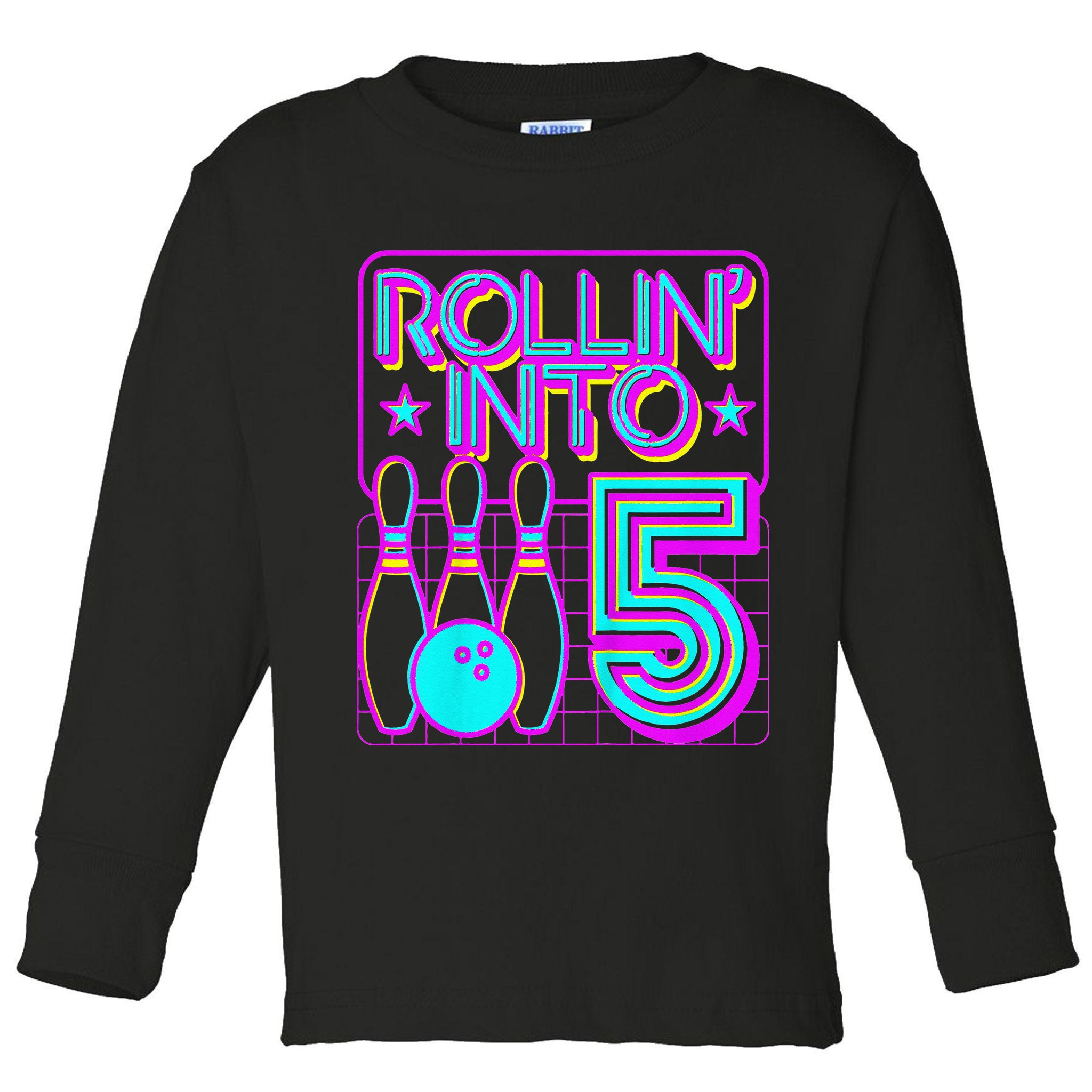 Rollin Into 5 Bowling Bowler 5th Birthday Party Toddler Long Sleeve Shirt