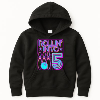 Rollin Into 5 Bowling Bowler 5th Birthday Party Kids Hoodie