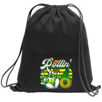 Rollin Into 6 Retro Bowling Ball 6th Birthday Party Sweatshirt Cinch Pack Bag