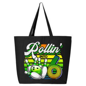 Rollin Into 6 Retro Bowling Ball 6th Birthday Party 25L Jumbo Tote