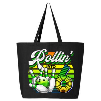 Rollin Into 6 Retro Bowling Ball 6th Birthday Party 25L Jumbo Tote