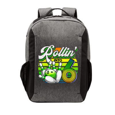 Rollin Into 6 Retro Bowling Ball 6th Birthday Party Vector Backpack