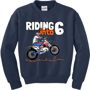 Riding Into 6 Dirt Bike 6 Years Old Motocross Birthday Kids Sweatshirt