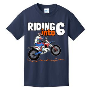 Riding Into 6 Dirt Bike 6 Years Old Motocross Birthday Kids T-Shirt