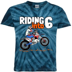 Riding Into 6 Dirt Bike 6 Years Old Motocross Birthday Kids Tie-Dye T-Shirt