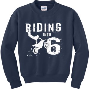 Riding Into 6 Years Old 6th Birthday Boy Dirt Bike Party Kids Sweatshirt