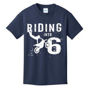 Riding Into 6 Years Old 6th Birthday Boy Dirt Bike Party Kids T-Shirt