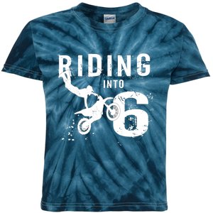 Riding Into 6 Years Old 6th Birthday Boy Dirt Bike Party Kids Tie-Dye T-Shirt