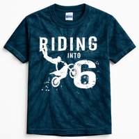 Riding Into 6 Years Old 6th Birthday Boy Dirt Bike Party Kids Tie-Dye T-Shirt