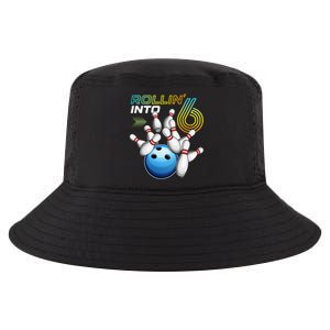 Rollin Into 6 Retro Bowling Birthday Party 6th Birthday Cool Comfort Performance Bucket Hat